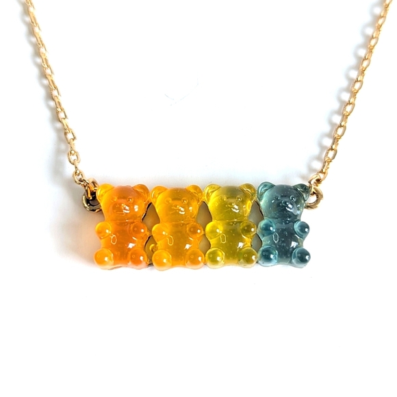 Betsey Johnson Gummy Bear Multi-Colored Pendant Necklace & Stud Earrings Set - Picture 3 of 12